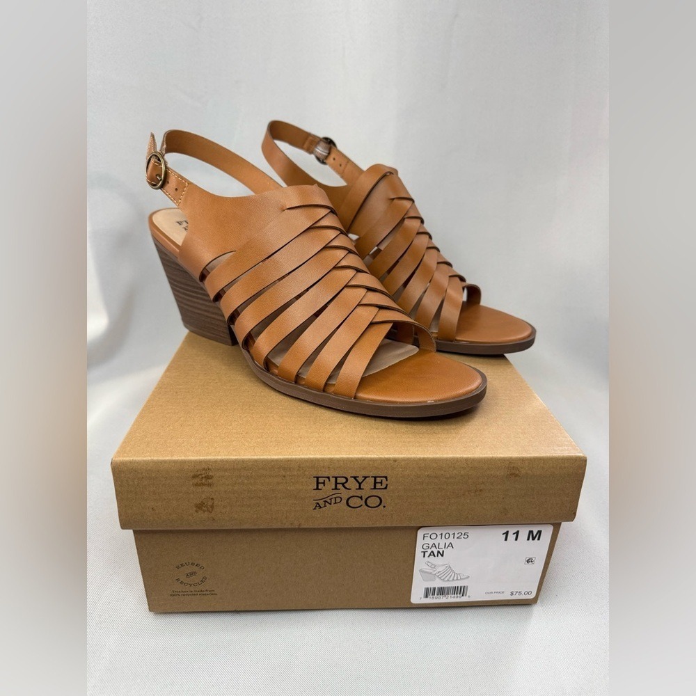 NWT Frye‎ & Co. Galia Cushioned Heeled Sandals Tan Women's size 11 M